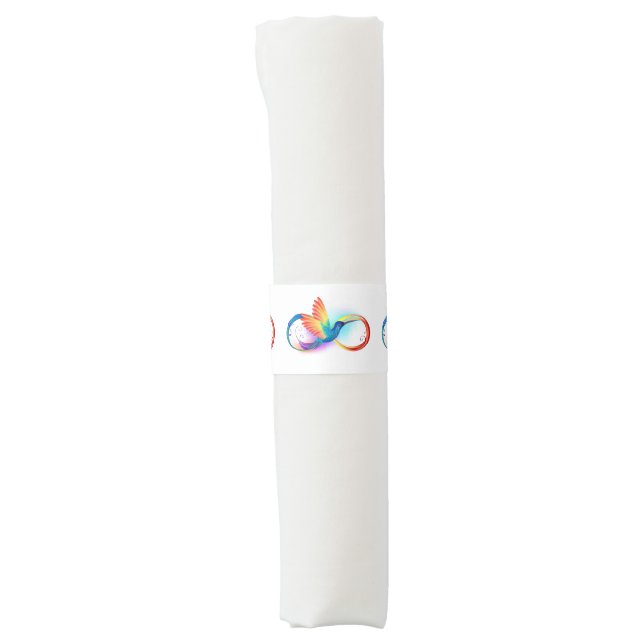Rainbow Hummingbird with Infinity symbol Napkin Bands (Front)