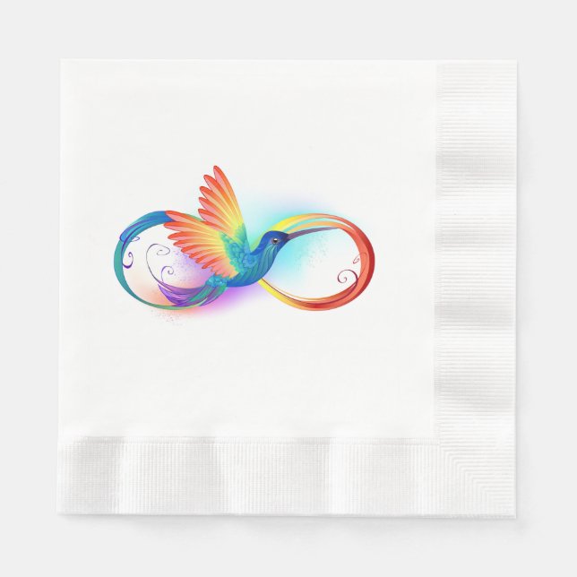 Rainbow Hummingbird with Infinity symbol Napkins (Front)