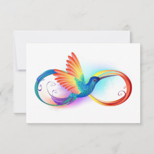 Rainbow Hummingbird with Infinity symbol Note Card