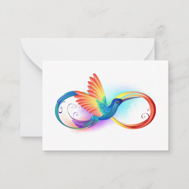 Rainbow Hummingbird with Infinity symbol Note Card (Front)