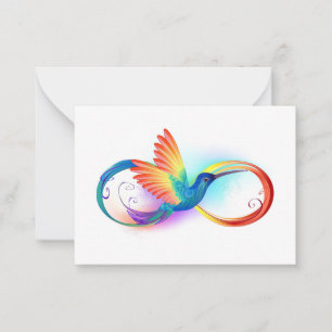 Rainbow Hummingbird with Infinity symbol Note Card