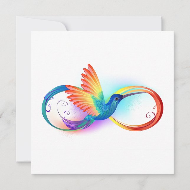 Rainbow Hummingbird with Infinity symbol Note Card (Front)