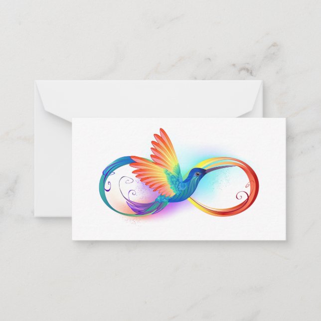 Rainbow Hummingbird with Infinity symbol Note Card (Front)