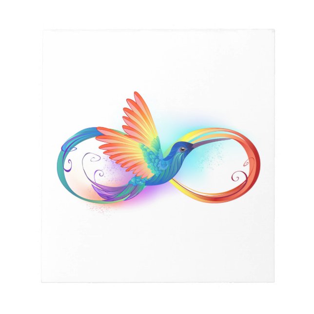 Rainbow Hummingbird with Infinity symbol Notepad (Front)