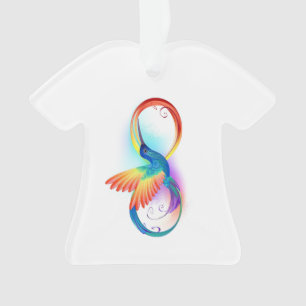 Rainbow Hummingbird with Infinity symbol Ornament