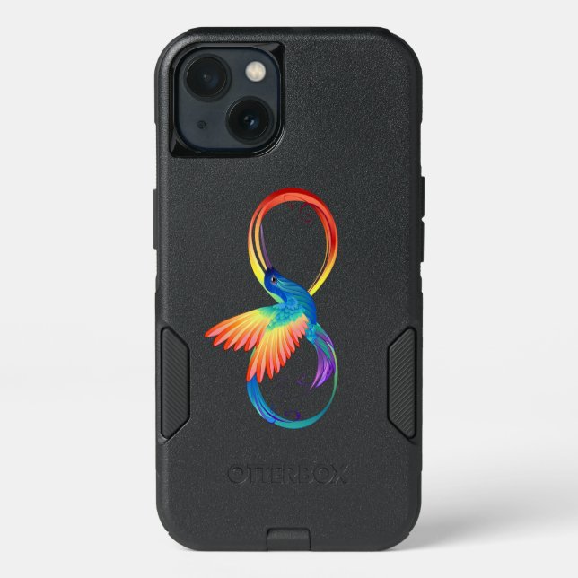 Rainbow Hummingbird with Infinity symbol Otterbox iPhone Case (Back)