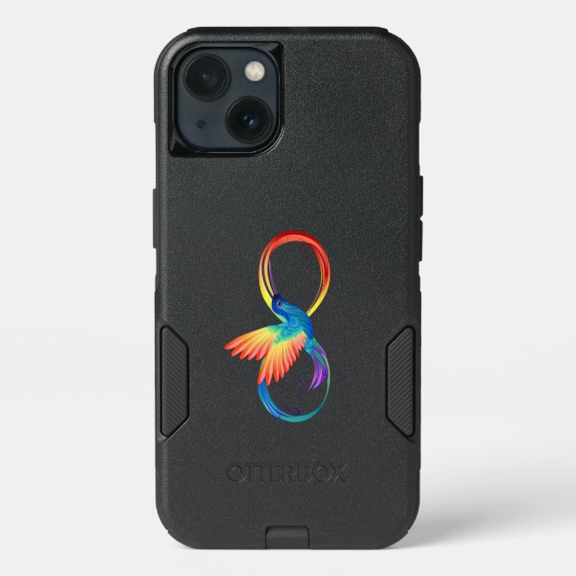 Rainbow Hummingbird with Infinity symbol Otterbox iPhone Case (Back)