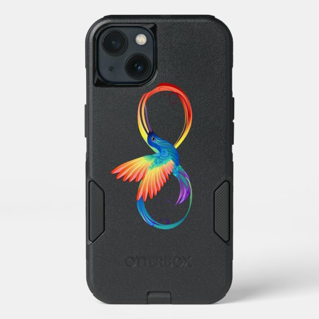Rainbow Hummingbird with Infinity symbol Otterbox iPhone Case (Back)