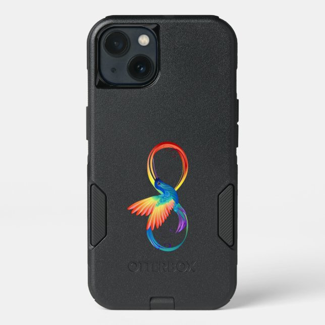 Rainbow Hummingbird with Infinity symbol Otterbox iPhone Case (Back)