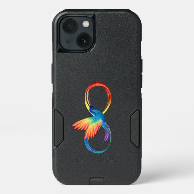 Rainbow Hummingbird with Infinity symbol Otterbox iPhone Case (Back)