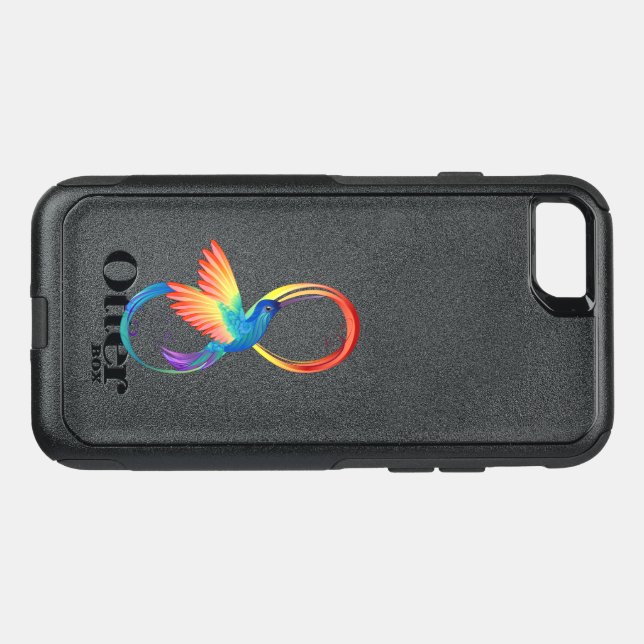 Rainbow Hummingbird with Infinity symbol Otterbox iPhone Case (Back Horizontal)