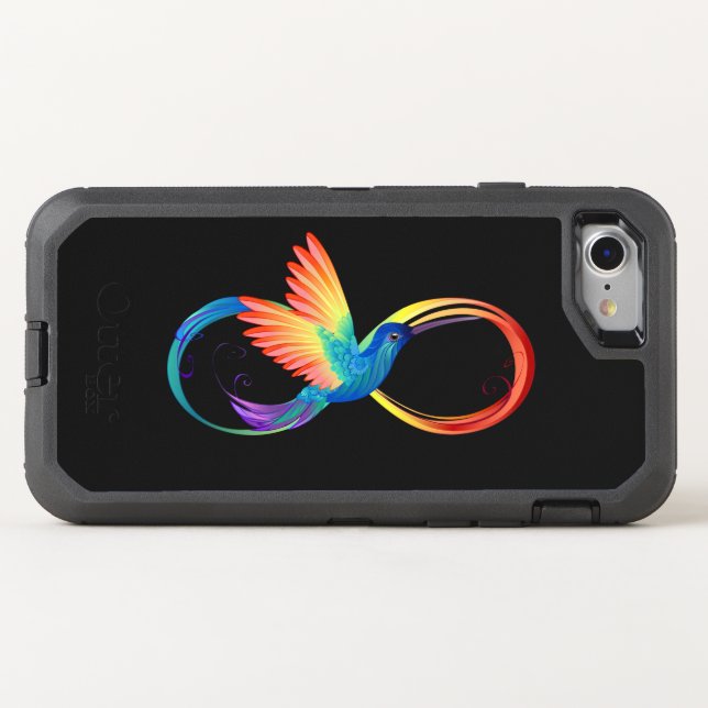 Rainbow Hummingbird with Infinity symbol Otterbox iPhone Case (Back Horizontal)