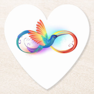 Rainbow Hummingbird with Infinity symbol Paper Coaster