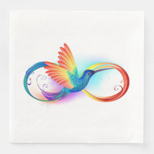 Rainbow Hummingbird with Infinity symbol Paper Dinner Napkins