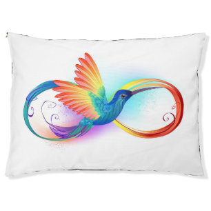 Rainbow Hummingbird with Infinity symbol Pet Bed