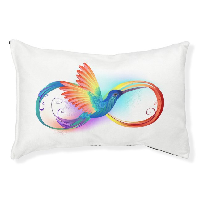 Rainbow Hummingbird with Infinity symbol Pet Bed (Front)