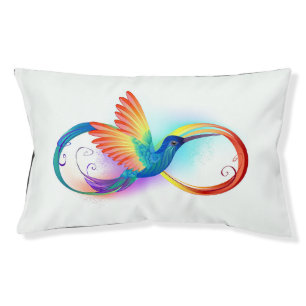 Rainbow Hummingbird with Infinity symbol Pet Bed
