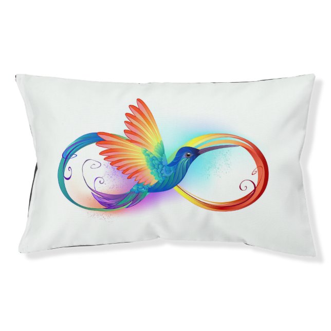 Rainbow Hummingbird with Infinity symbol Pet Bed (Front)