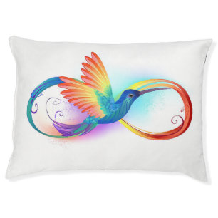 Rainbow Hummingbird with Infinity symbol Pet Bed