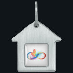 Rainbow Hummingbird with Infinity symbol Pet ID Tag<br><div class="desc">Beautiful infinity tattoo with rainbow hummingbird. Rainbow bird.</div>