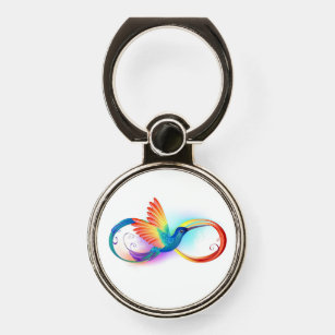 Rainbow Hummingbird with Infinity symbol Phone Ring Stand
