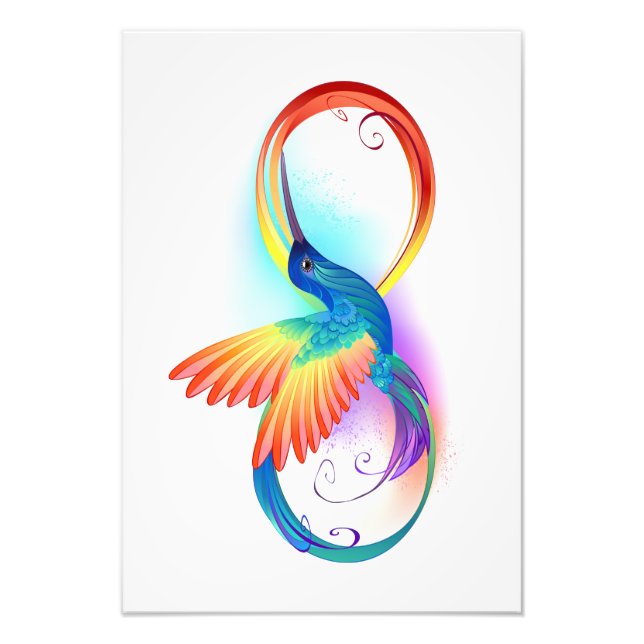 Rainbow Hummingbird with Infinity symbol Photo Print (Front)