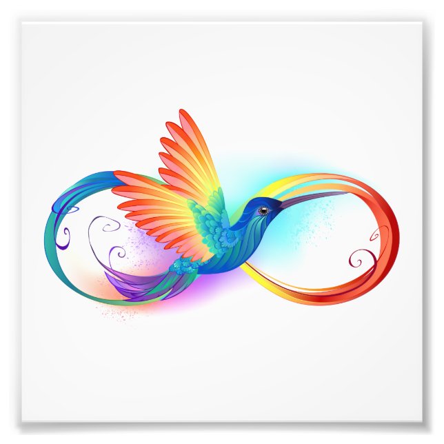 Rainbow Hummingbird with Infinity symbol Photo Print (Front)
