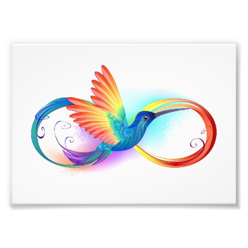 Rainbow Hummingbird with Infinity symbol Photo Print