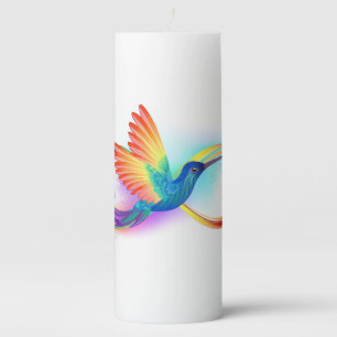 Rainbow Hummingbird with Infinity symbol Pillar Candle