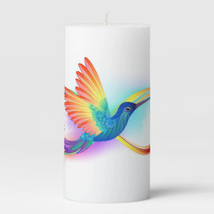 Rainbow Hummingbird with Infinity symbol Pillar Candle