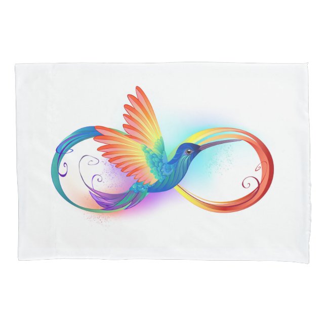 Rainbow Hummingbird with Infinity symbol Pillow Case (Front)