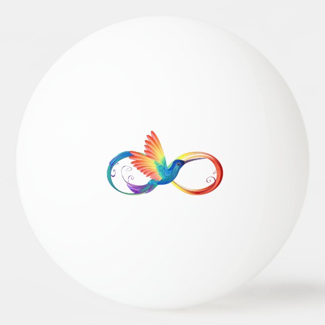 Rainbow Hummingbird with Infinity symbol Ping Pong Ball (Front)