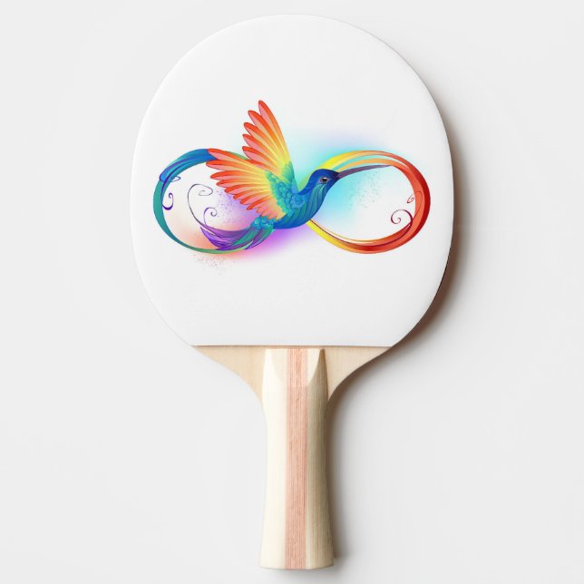 Rainbow Hummingbird with Infinity symbol Ping Pong Paddle (Front)