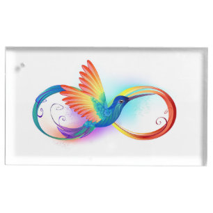 Rainbow Hummingbird with Infinity symbol Place Card Holder
