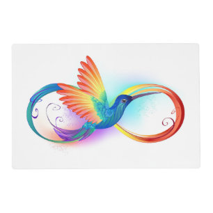 Rainbow Hummingbird with Infinity symbol Placemat
