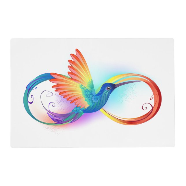 Rainbow Hummingbird with Infinity symbol Placemat (Front)