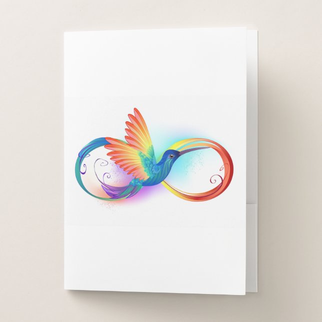 Rainbow Hummingbird with Infinity symbol Pocket Folder (Front)