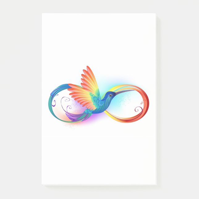 Rainbow Hummingbird with Infinity symbol Post-it Notes (Front)
