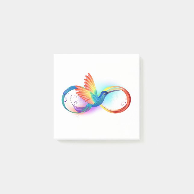 Rainbow Hummingbird with Infinity symbol Post-it Notes (Front)