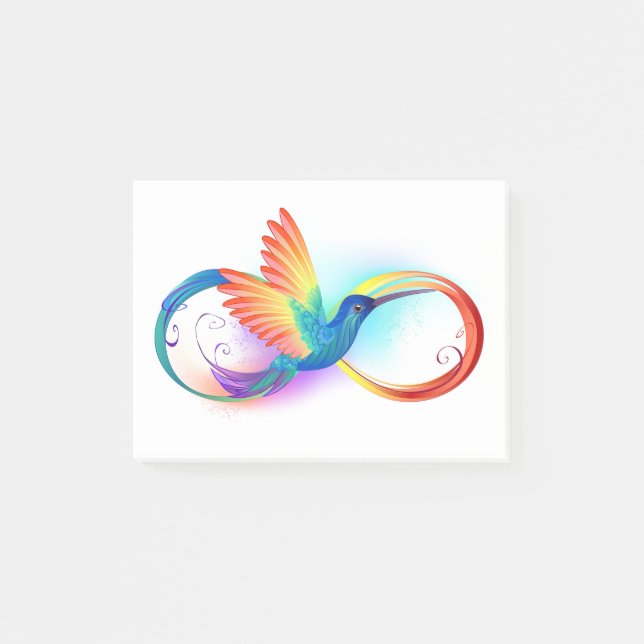 Rainbow Hummingbird with Infinity symbol Post-it Notes (Front)