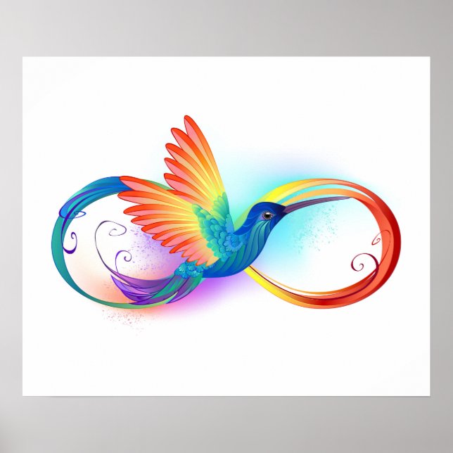 Rainbow Hummingbird with Infinity symbol Poster (Front)