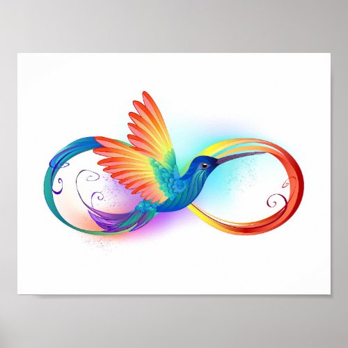 Rainbow Hummingbird with Infinity symbol Poster