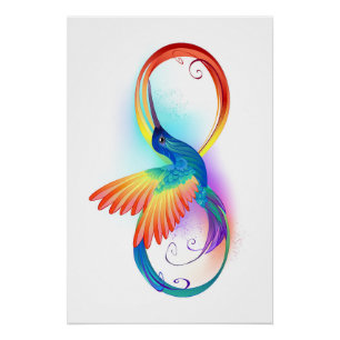 Rainbow Hummingbird with Infinity symbol Poster