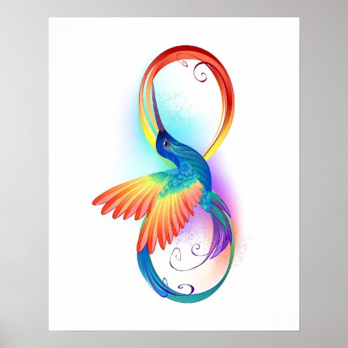 Rainbow Hummingbird with Infinity symbol Poster