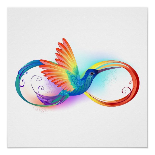 Rainbow Hummingbird with Infinity symbol Poster (Front)