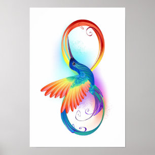 Rainbow Hummingbird with Infinity symbol Poster