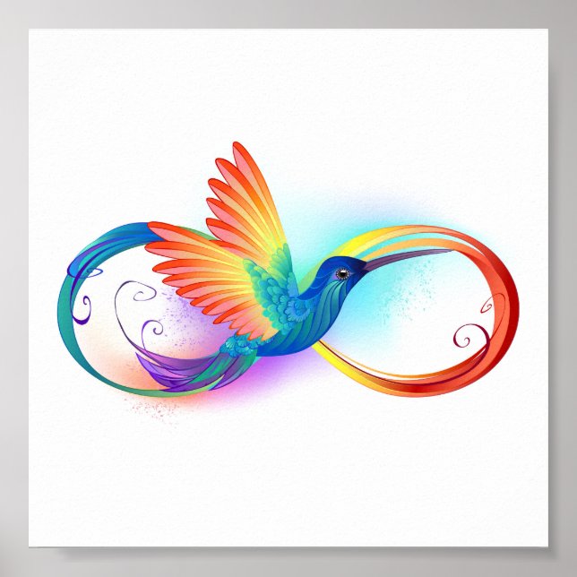 Rainbow Hummingbird with Infinity symbol Poster (Front)