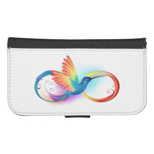 Rainbow Hummingbird with Infinity symbol Galaxy S4 Wallet Case