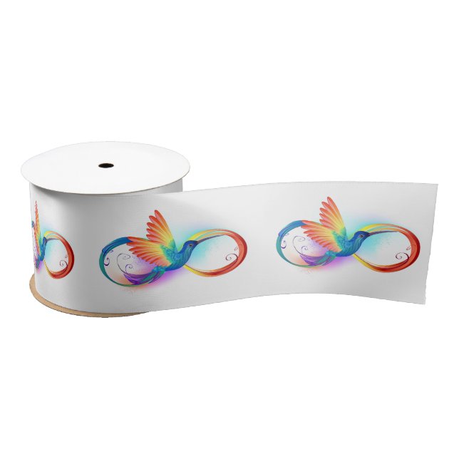 Rainbow Hummingbird with Infinity symbol Satin Ribbon (Spool)