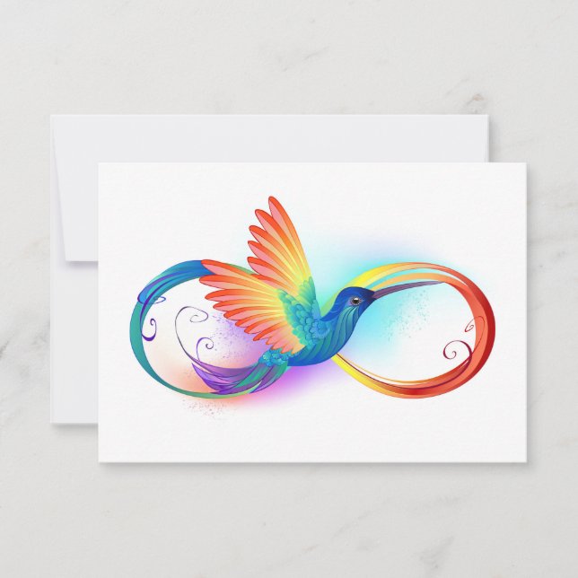 Rainbow Hummingbird with Infinity symbol Save The Date (Front)